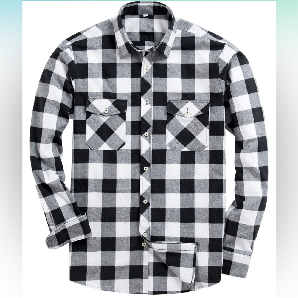 Alimens &‎ Gentle Men’s Blue Plaid Flannel Shirt